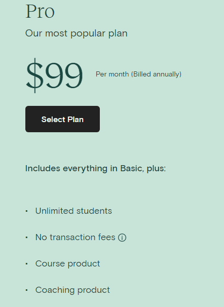 Teachable-Pro Plan Price
