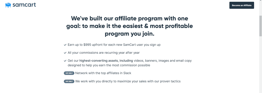 SamCart affiliate program benefits
