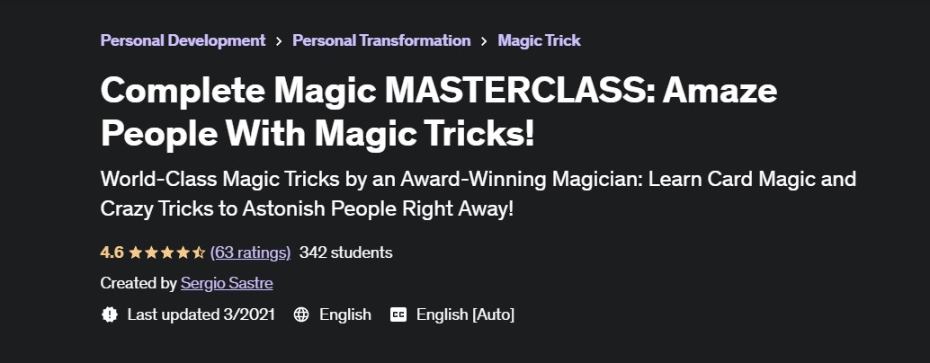 Sergio Sastre teaches The Complete Magic Masterclass