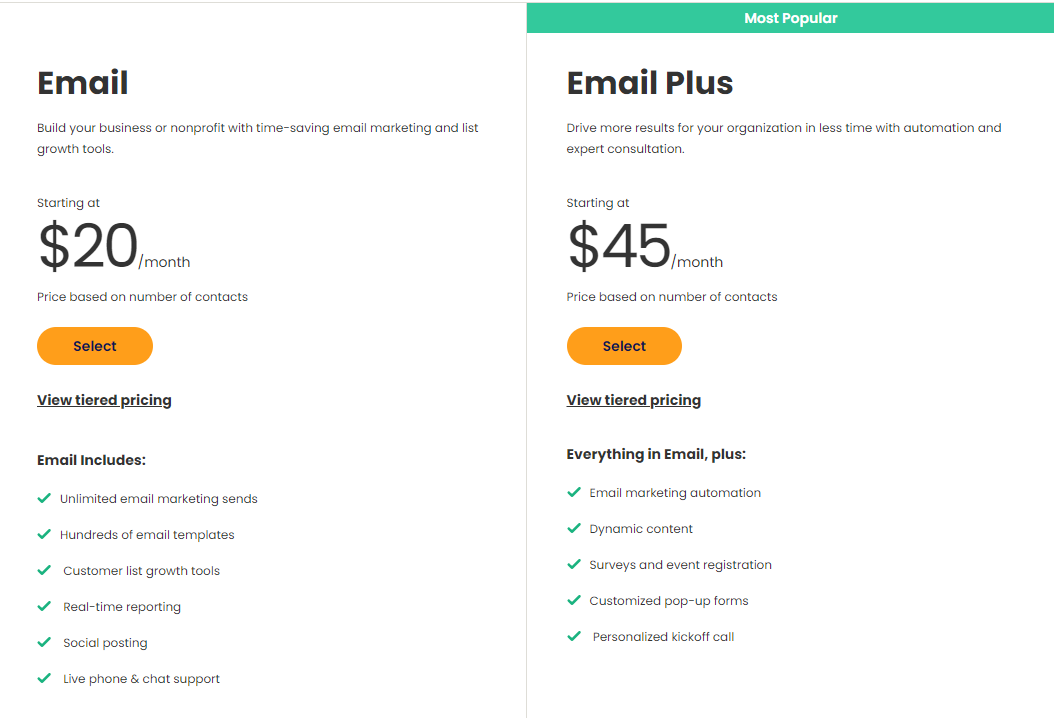 Constant Contact Pricing Plans