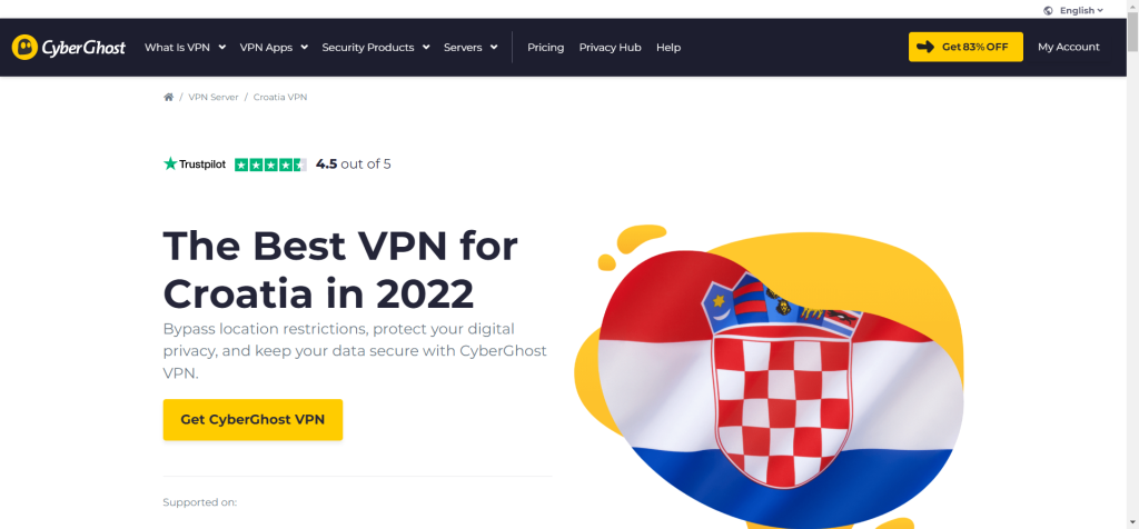 Cyberghost VPN- best VPN for croatia