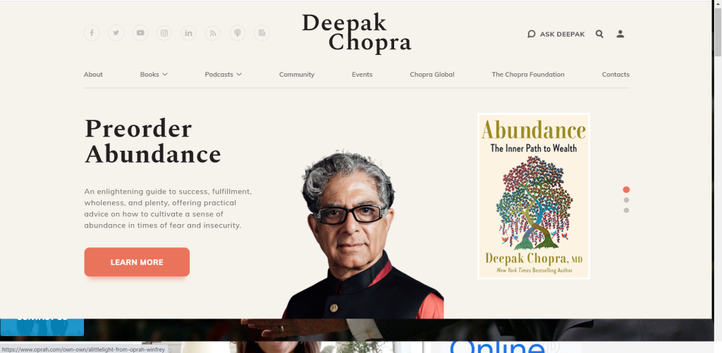 Deepak Chopra / motivational speaker websites