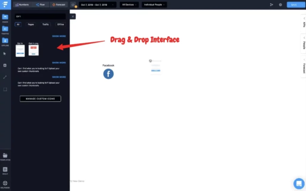 Drag and Drop interface- Funnelytics Review