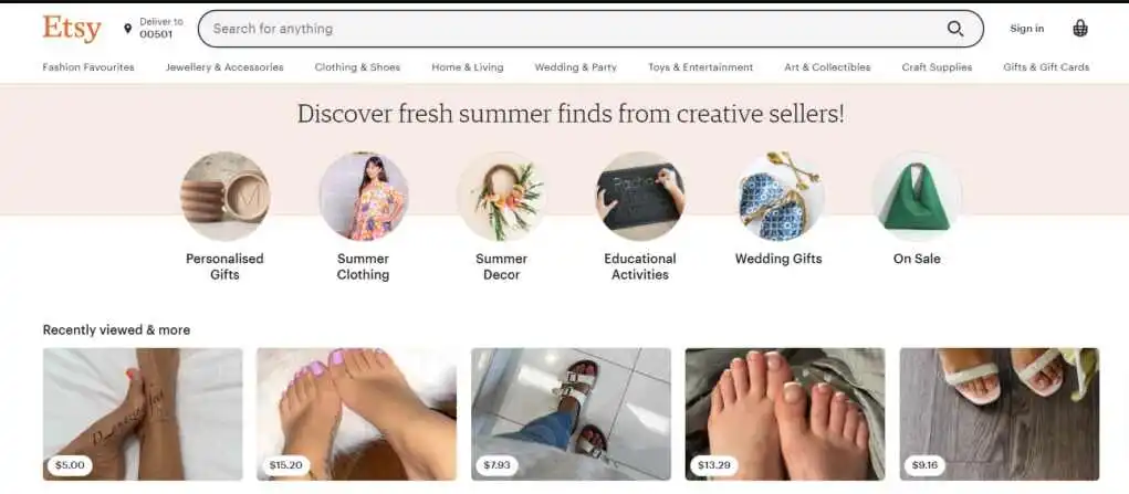 Etsy- best places to sell feet pics