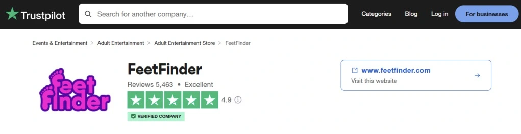 Feetfinder trustpilot page