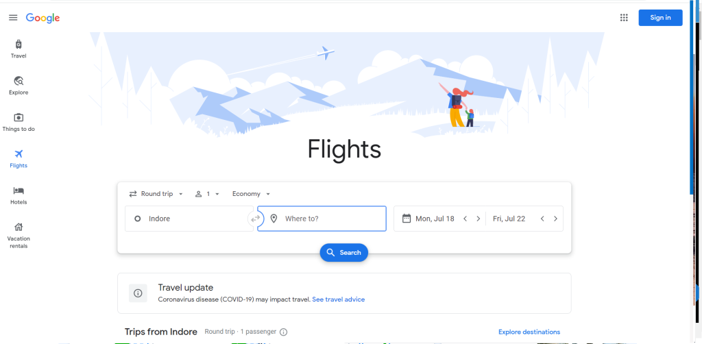 Google Flights / best travel agency websites