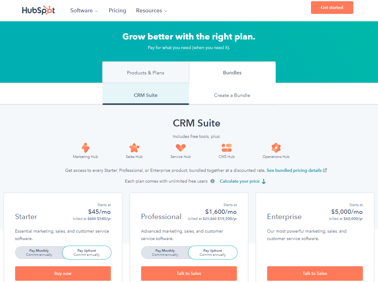 HubSpot Growth Suite Pricing Plans - HubSpot Pricing