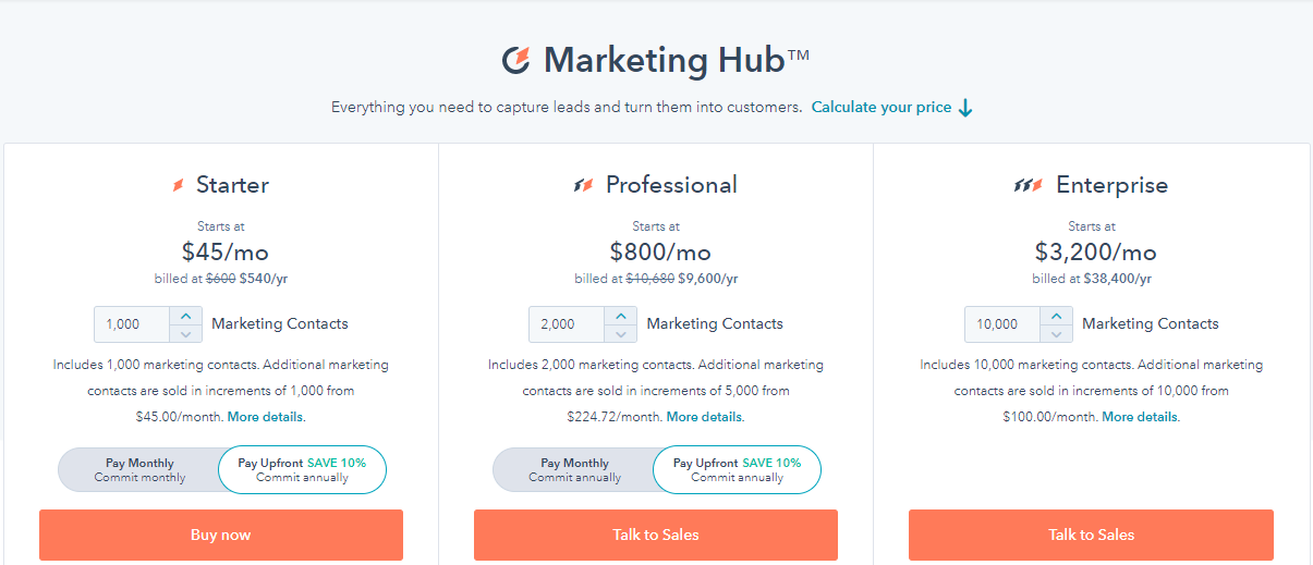 Hubspot Pricing - Pardot vs HubSpot