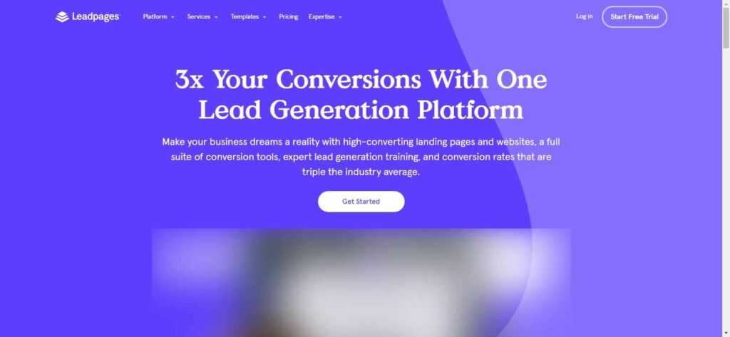 Leadpages overview page