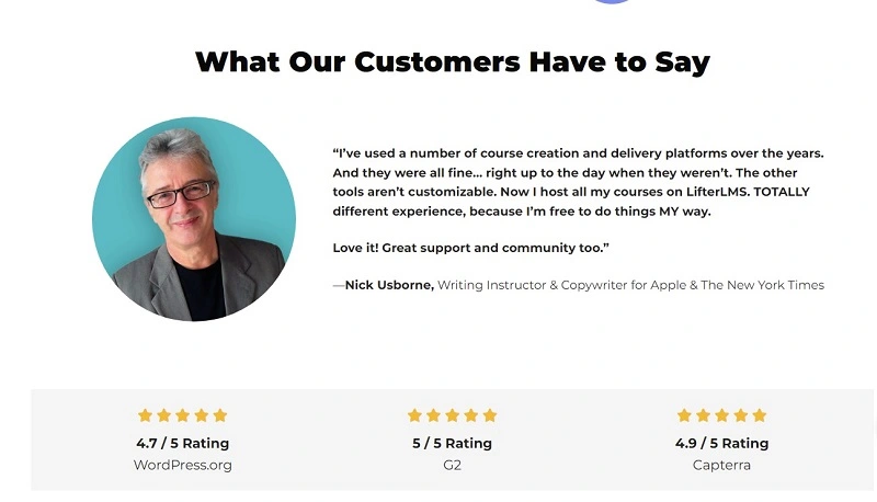 LifterLMS customer reviews