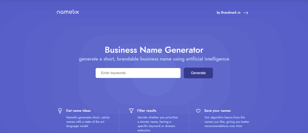 Namelix business name generator
