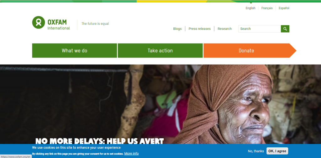 Oxfam / best non-profit websites