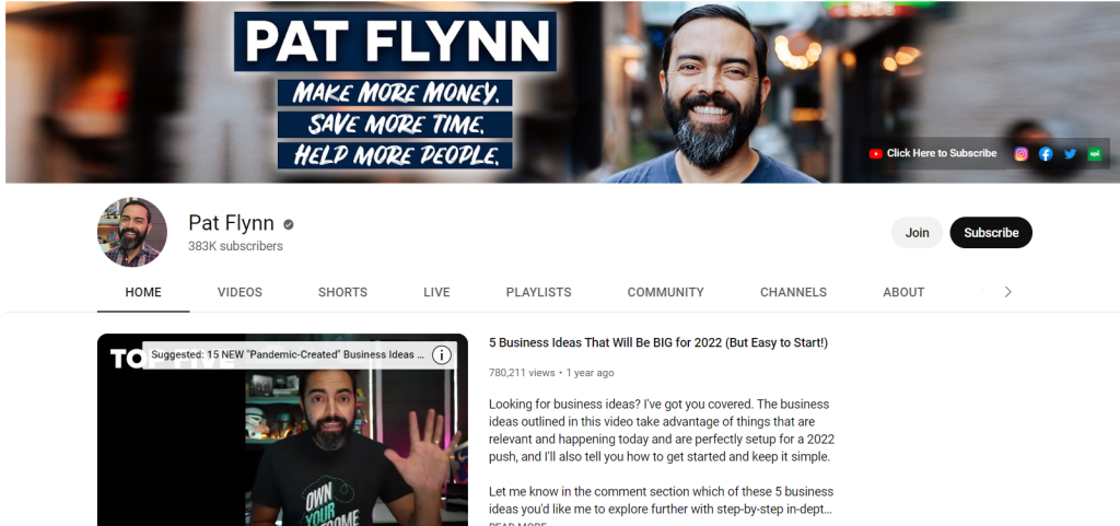 Patt Flynn- best Youtube channels for businesses