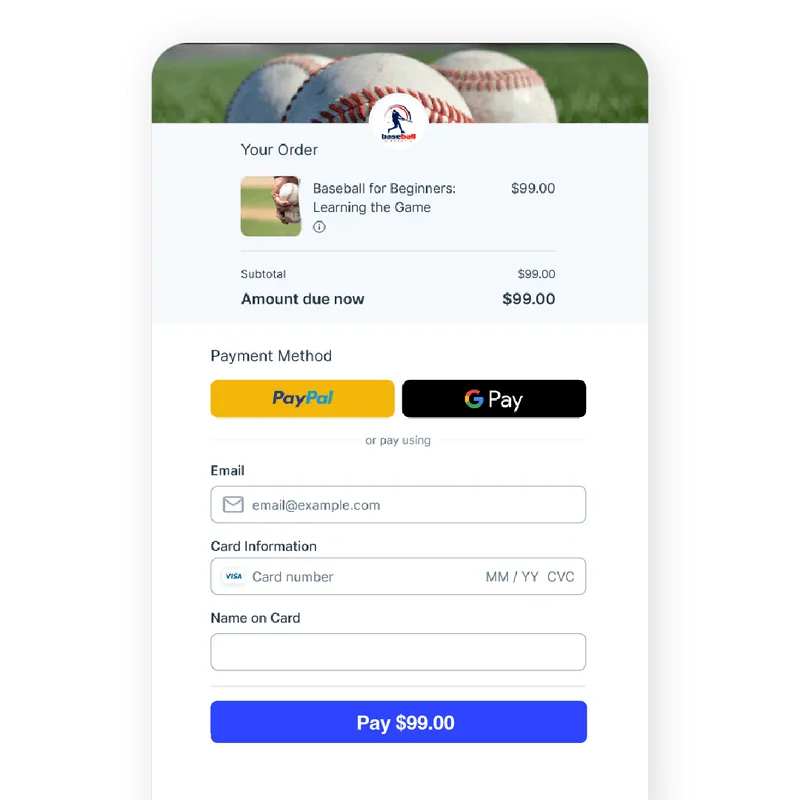 Samcary checkout page