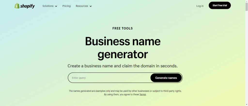 Shopify free business name generator