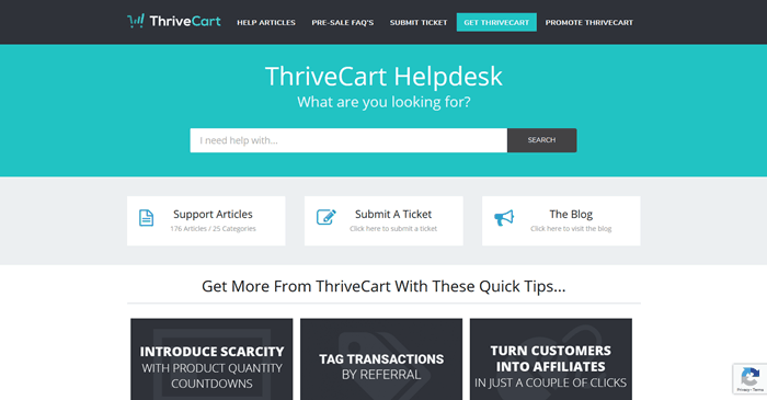Thrivecart helpdesk and support