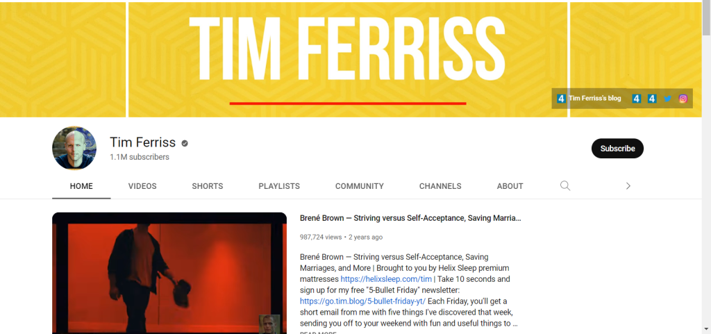 Tim ferris youtube channel for businesses
