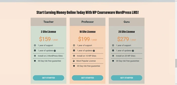 WP Courseware pricing plans