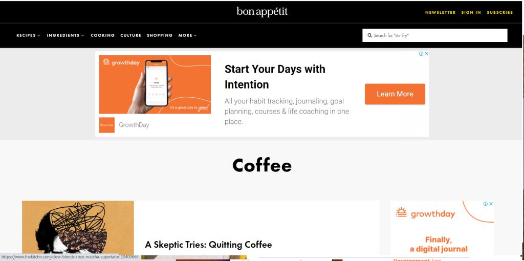 bon apettit / best coffee websites