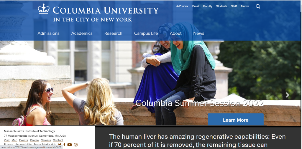 columbia university / best college websites 